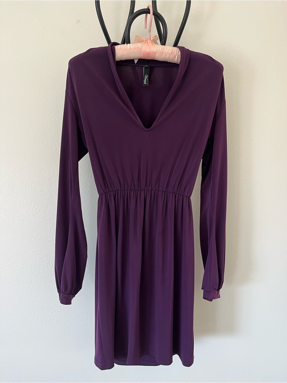 Deborah Vierick Dark Purple/Plum Long Sleeve Dress Sz: XS